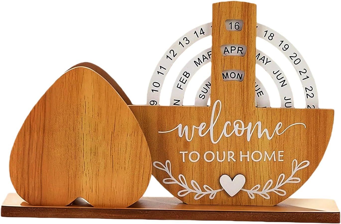 Perpetual Calendar Desk Organizer, Funny Daily Desktop Perpetual Calendar, Round Rotatable Wooden Calendar For Adults Home & Office Art Ornaments
