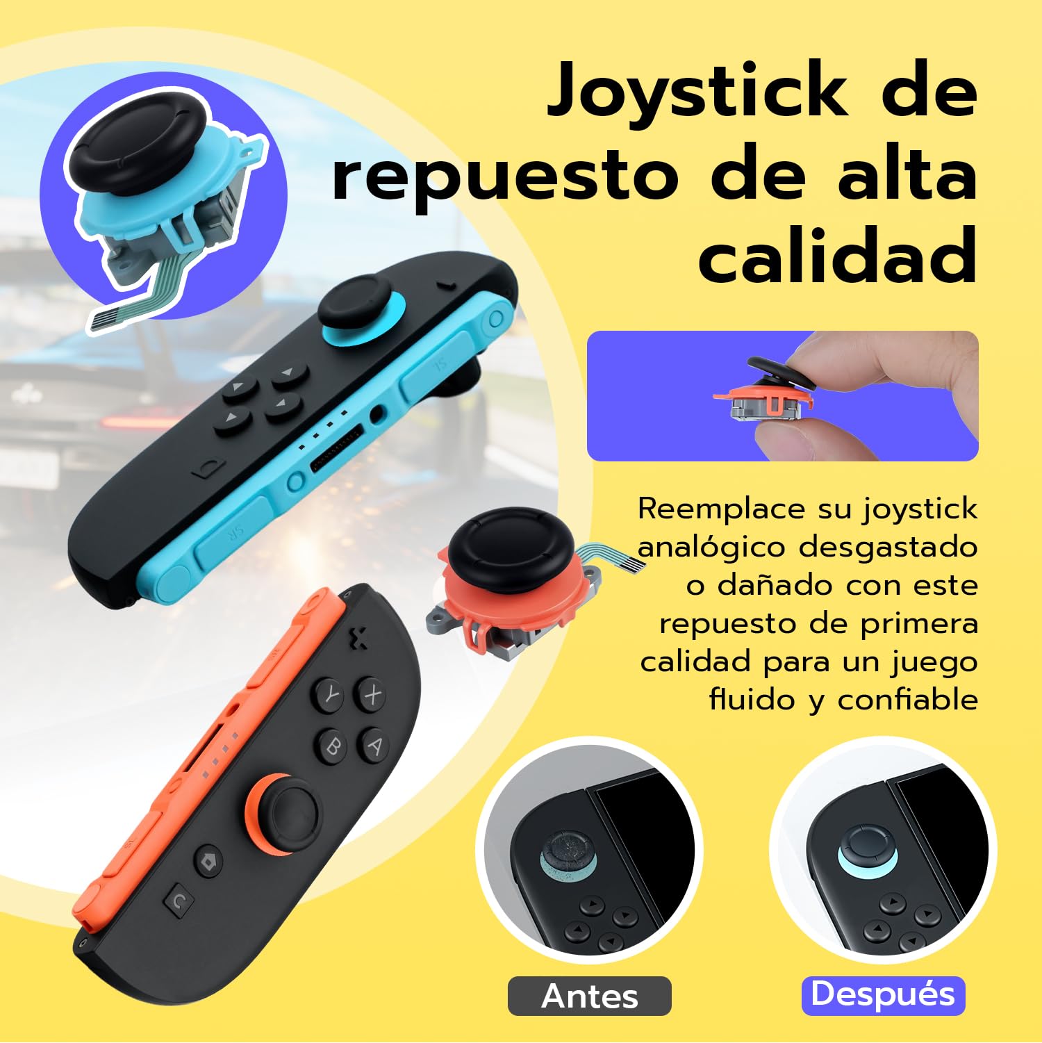 Wigearss Joystick Analógico 3D de Repuesto [2 Piezas] y Kit de Herramientas de Reparación para Mandos Joy-Con de Nintendo Switch 2