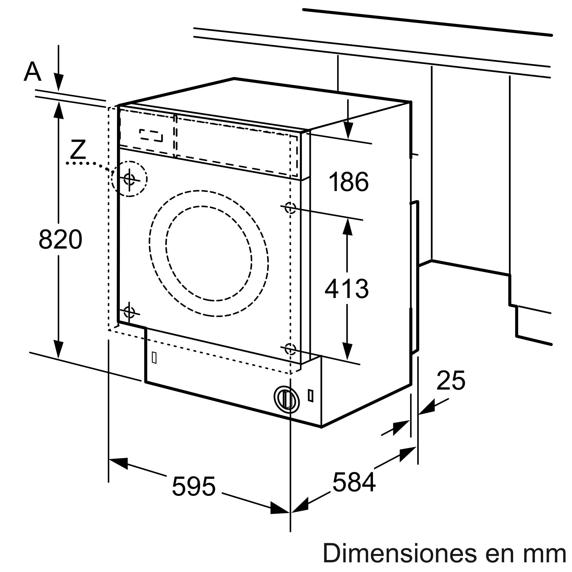 Bosch Lavadora-Secadora Integrable, 60 cm, Serie 4, AutoDry, Blanco, WKD24362ES.