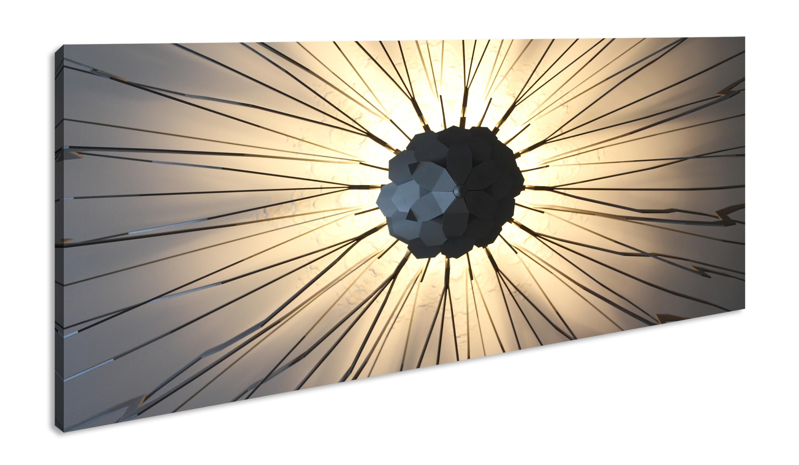 Cuadro de 60 x 30 cm, diseño de luz abstracta panorámica, marco de madera, impresión digital de alta calidad con marco