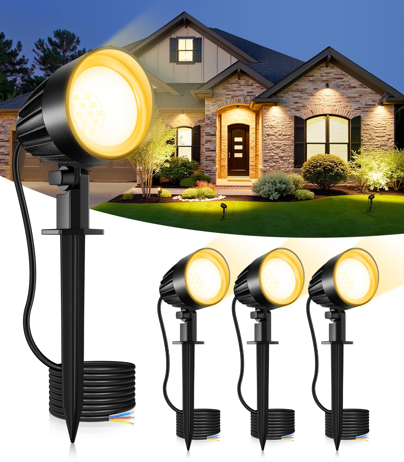CLV Faretti Da Giardino Con Picchetto 9W 680LM Faretto Led Da Esterno 2700K | Bianca Calda Lampade Da Esterno Alluminio Luci Da Giardino Da Terra IP66 Impermeabile Per Cortile Alberi Sentieri Patio