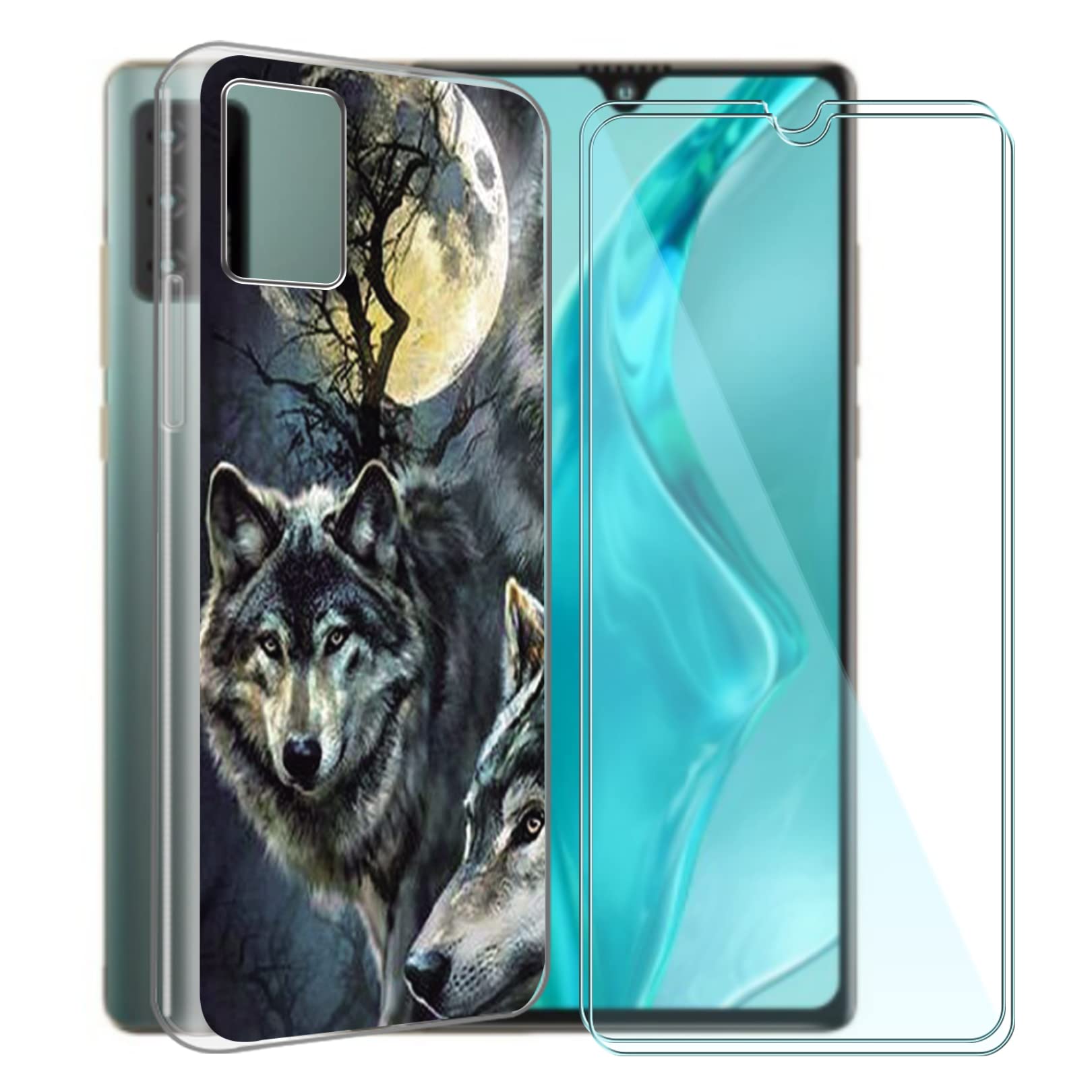 CXKJ Custodia per Cubot P50 (6.20 Pollice) + [2 Pezzi] Pellicola Vetro Temperato,Trasparente Cover Morbido Silicone Custodie TPU Ultra Cover,per P50 Antiurto Case - A24