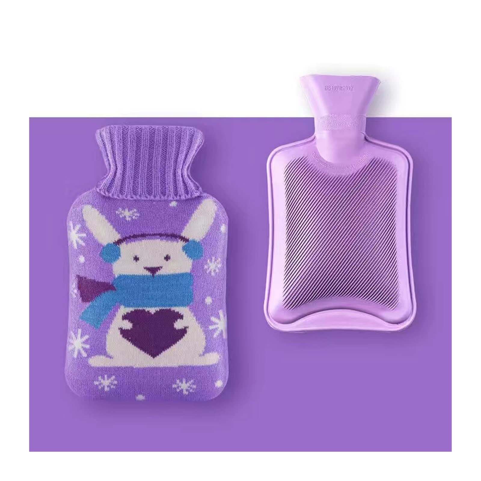 Termofor Hot Water Bottle Knitted Cover Safe Rubber Thickened Hand Warmer Water Injection Winter Home Warm Supplies Christmas Gifts Butelka z gorącą wodą, trwała (Color : 03)