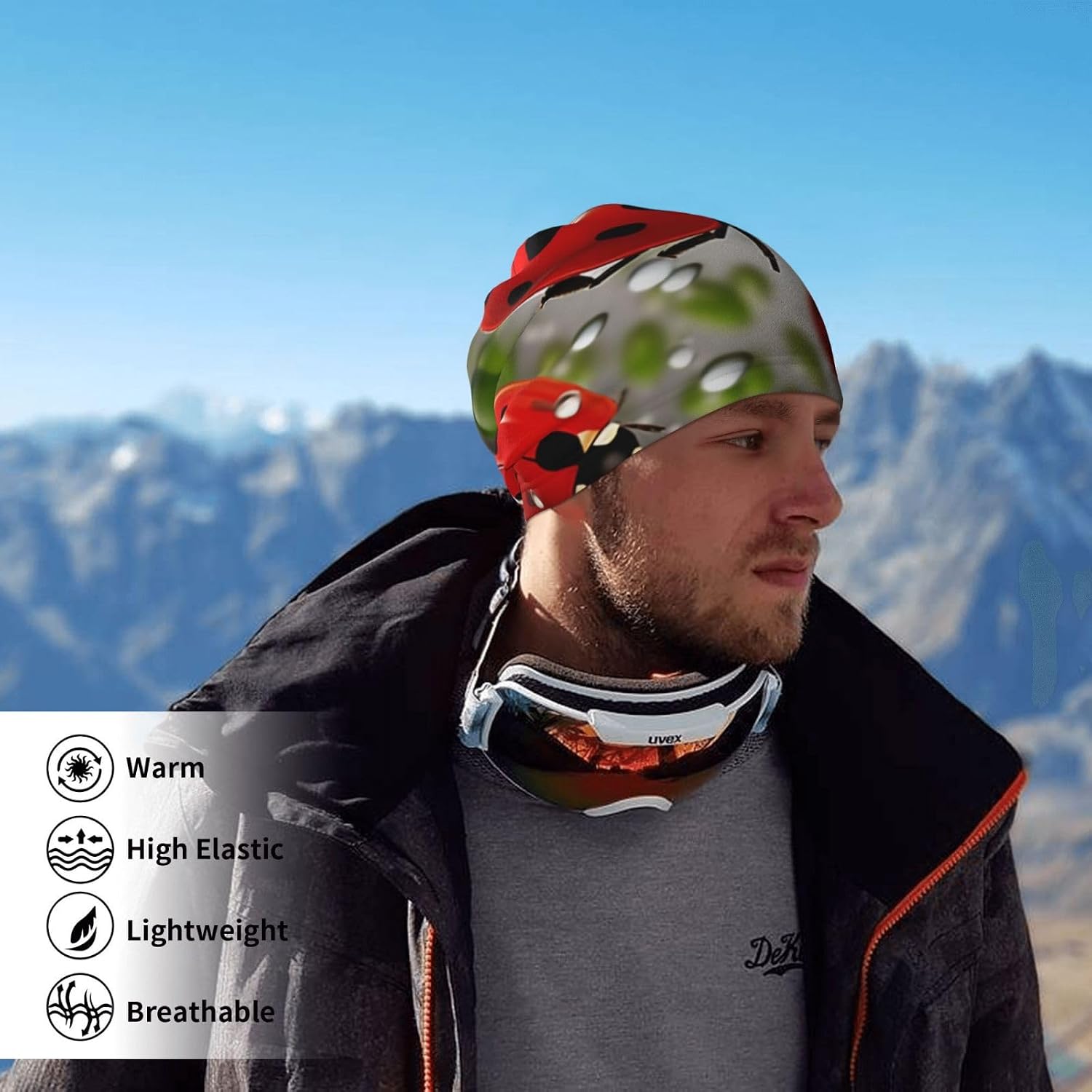 Neck Warmer Winter, Ladybug Print For Cold Weather Winter Face Mask,Thick Warm Neck Gaiter Face Scarf,For Men Women Skiing Cycling - With Rope
