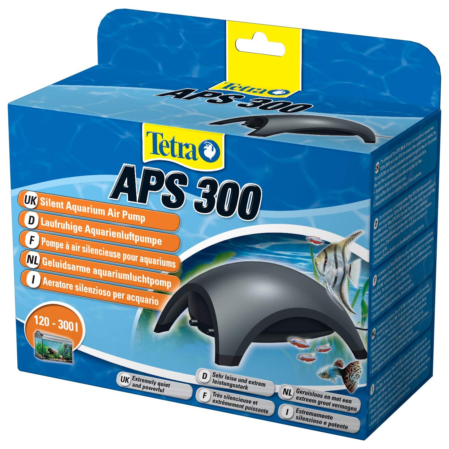 Tetratec Aquarium Fish Tank Air Pumps Silent with Accessories (Dual Outlet 300L/h, Black)