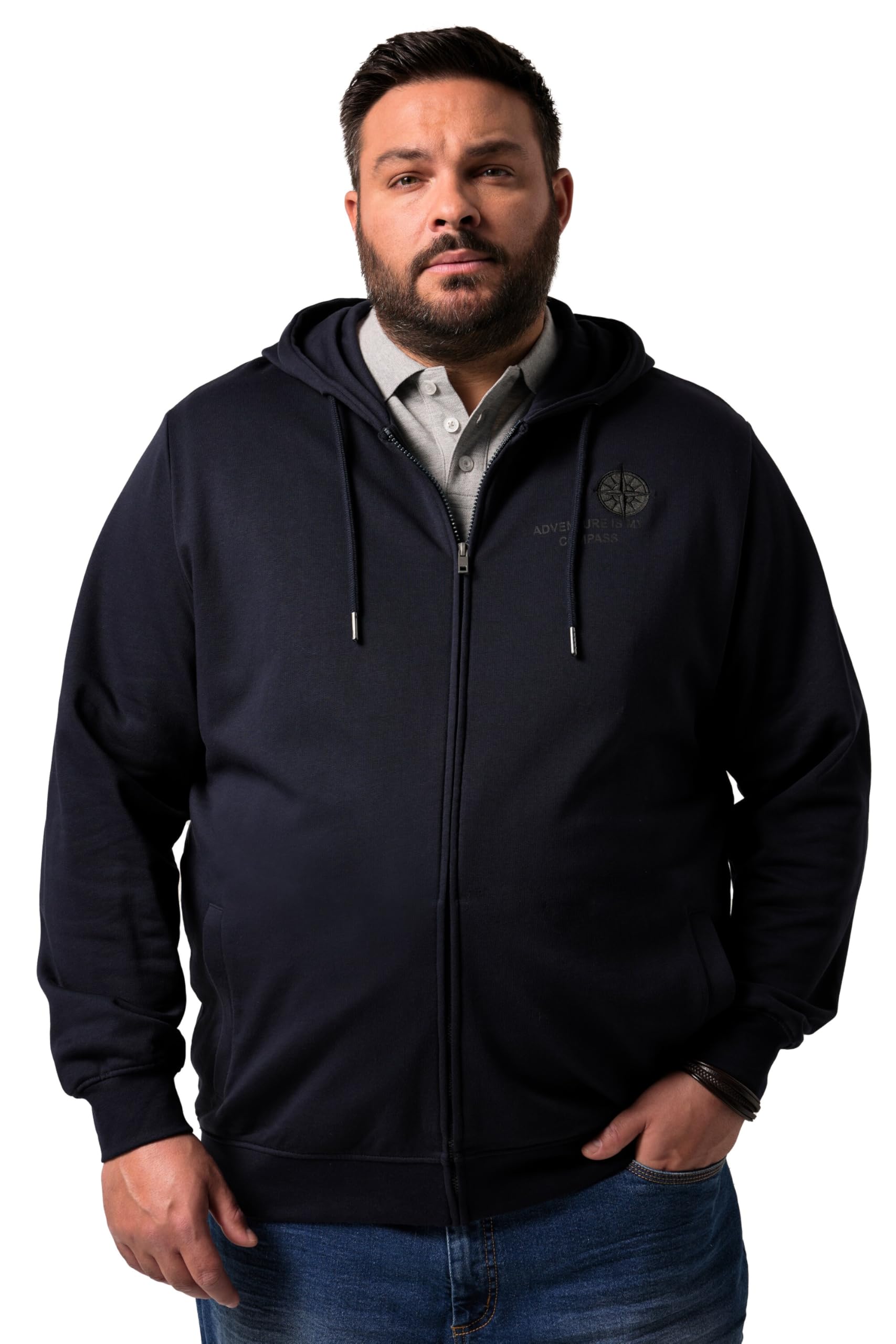 Men Plus Herren große Größen Übergrößen Menswear L-8XL Kapuzen-Sweatjacke, Print 840661