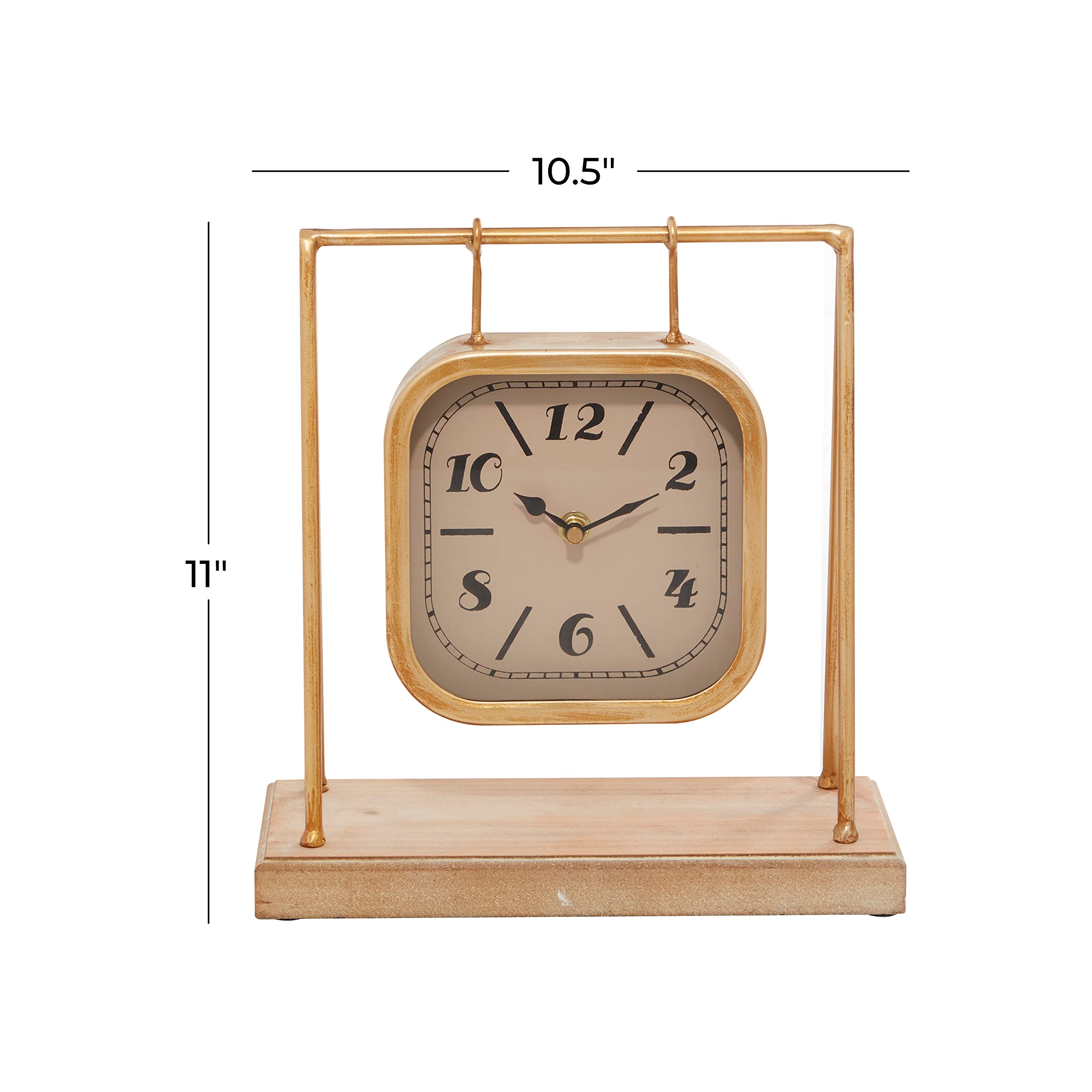 Deco 79 Wood Pendulum Clock with Wood Base, 10" x 5" x 11", Gold