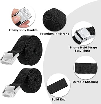 10 Pcs Ratchet Tie Down Lashing Straps Heavy Duty, 50CM x 25mm Black