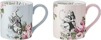 Mikasa Alice in Wonderland 2-Piece Ceramic Mug Set, 380ml Bone China Teacups - Dishwasher Safe Pink