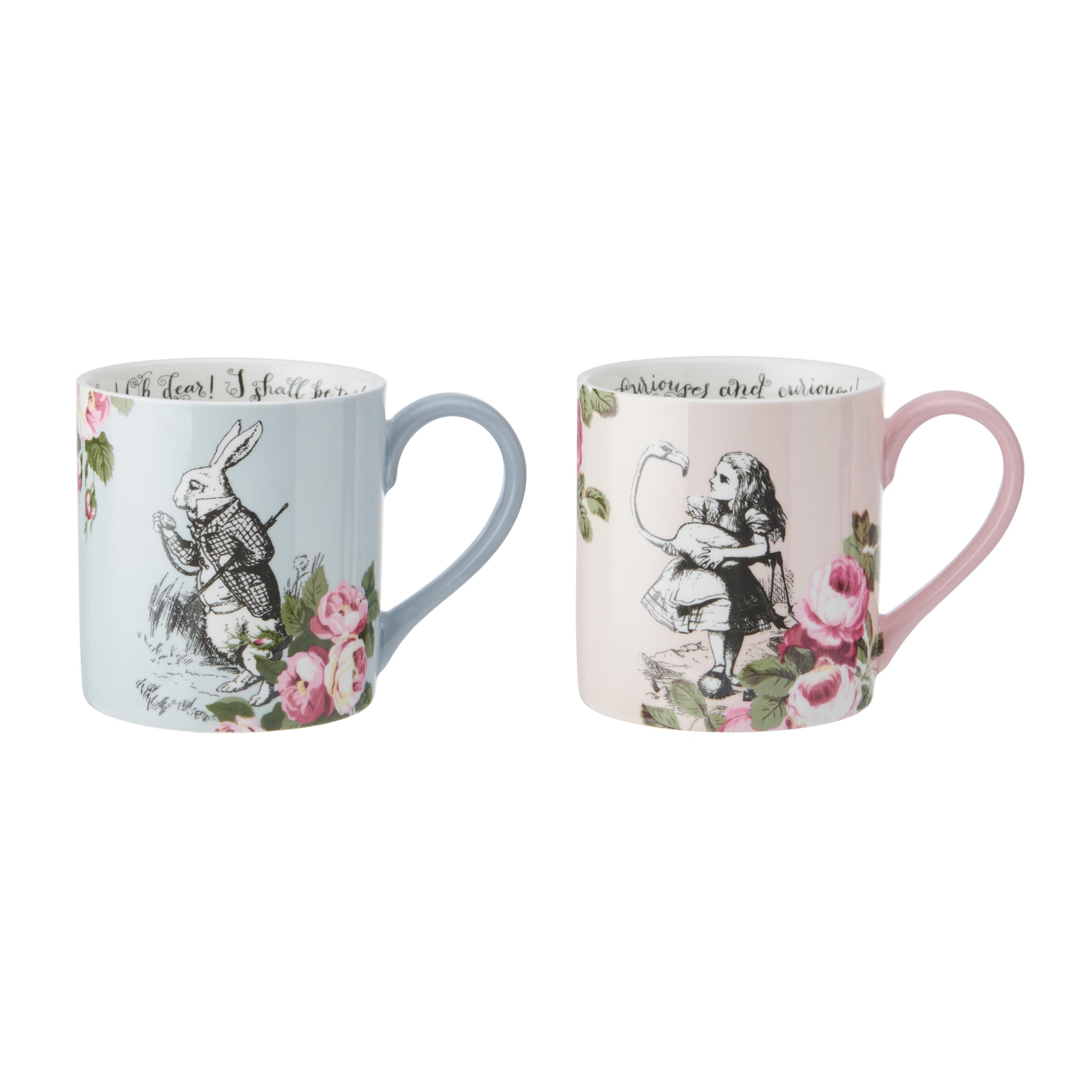 MIKASA and The V&A 'His and Hers' Mugs, Set of 2 Couples Mugs, 380ml, Bone China, Alice in Wonderland Teaware, Dishwasher Safe & Gift Boxed