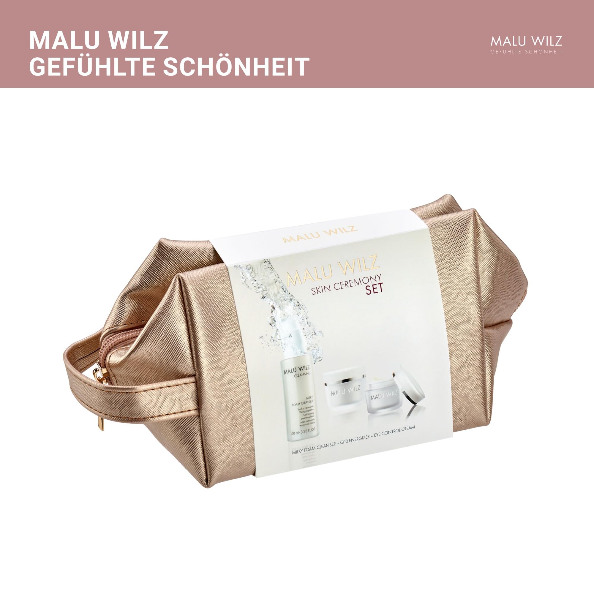 Malu Wilz Skin Ceremony Pflegeset - Beauty Set mit Q10 Energizer, Eye Control Cream und Milky Foam Cleanser, Hochwirksame Gesichtspflege mit Anti Aging Effekt