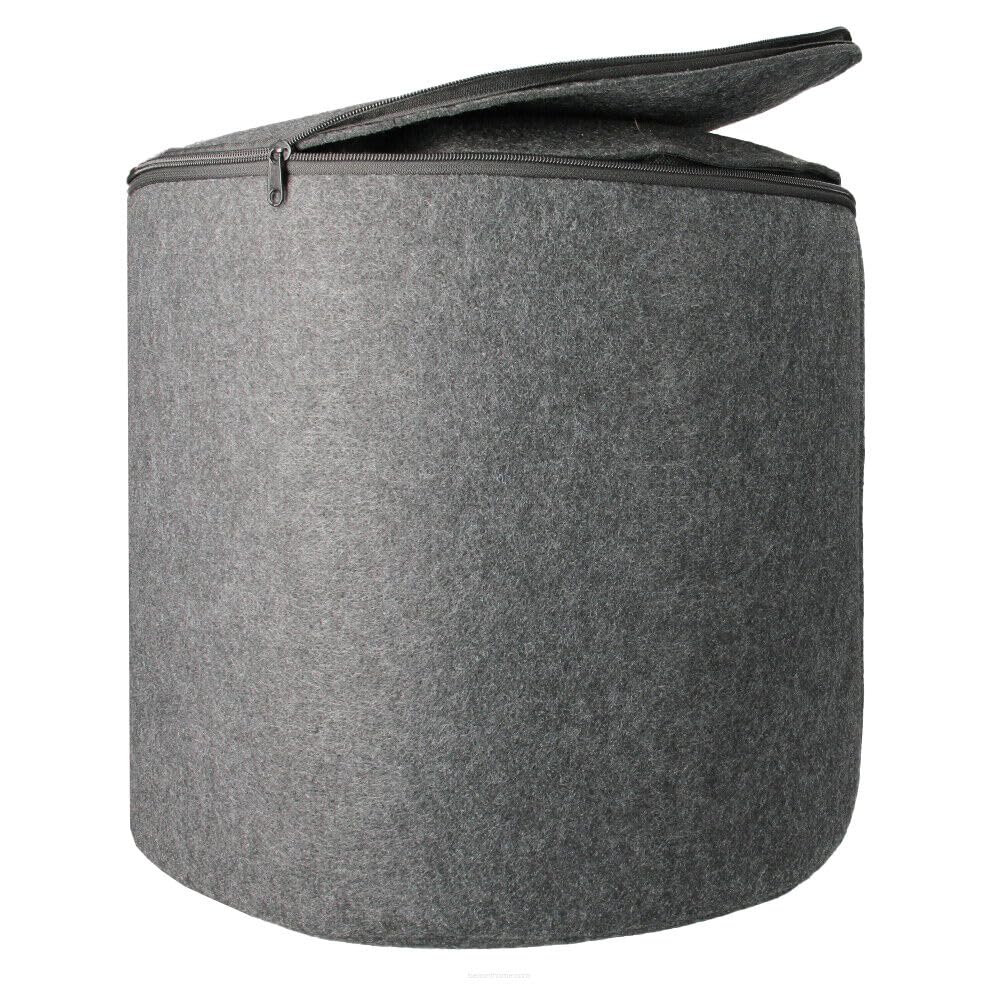 Pouf en feutre Bertoni 40 x 40 cm Rond Anthracite Housse amovible Lavable