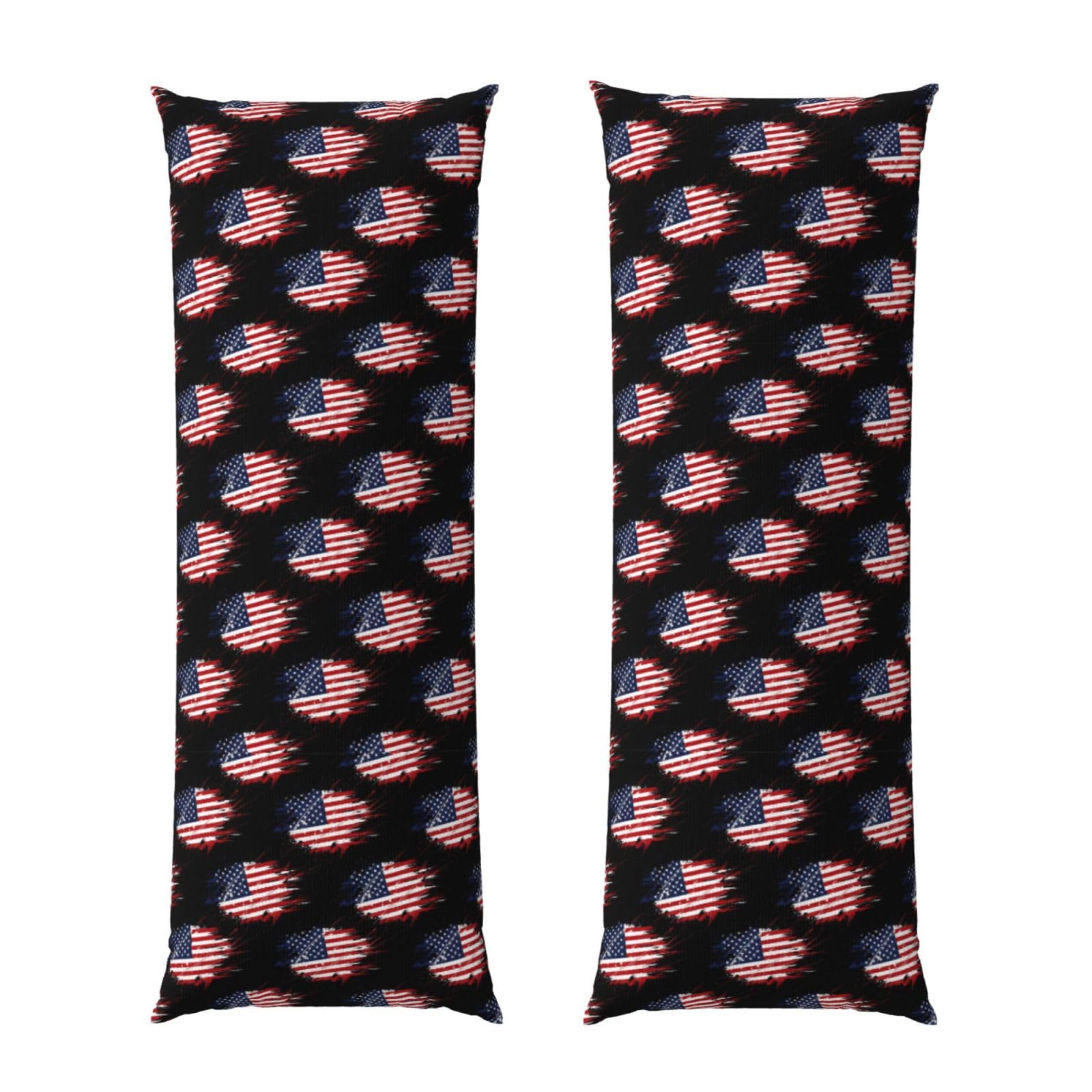 Long Pillowcase 20x54, American Flag Art, Soft Velvet Pillow Cover with Hidden Zipper, Plush Cushion Protector for Bedroom Sofa Couch Sleeping
