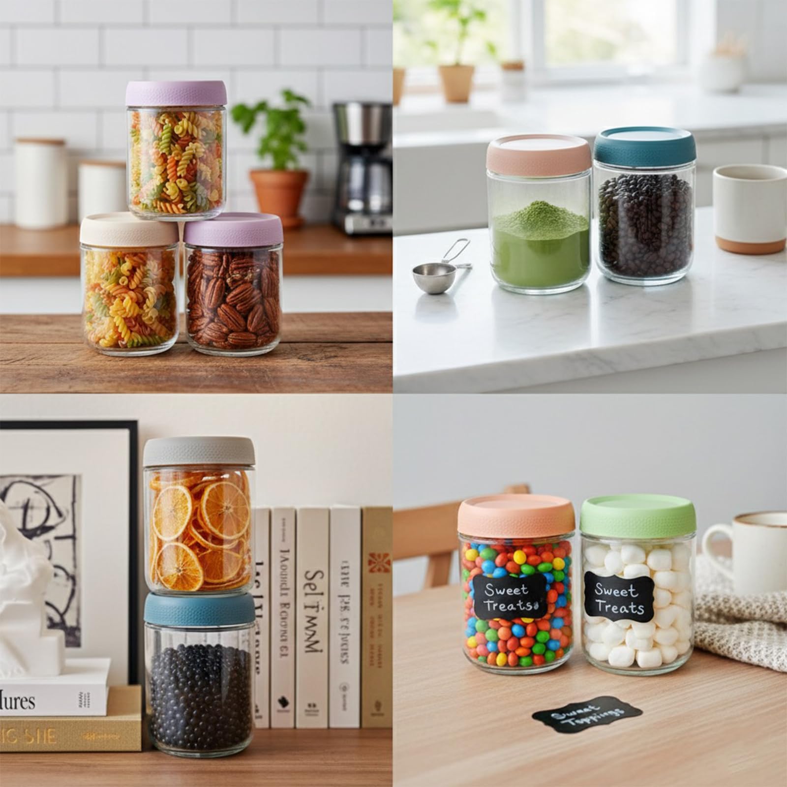 6 sztuk słoików Overnight Oats o pojemności 500 ml, słoiki na przetwory z zakręcaną pokrywką, słoiki do przygotowywania domowych dżemów, chutney, jogurtu, budyniu, wkładania, jedzenia dla