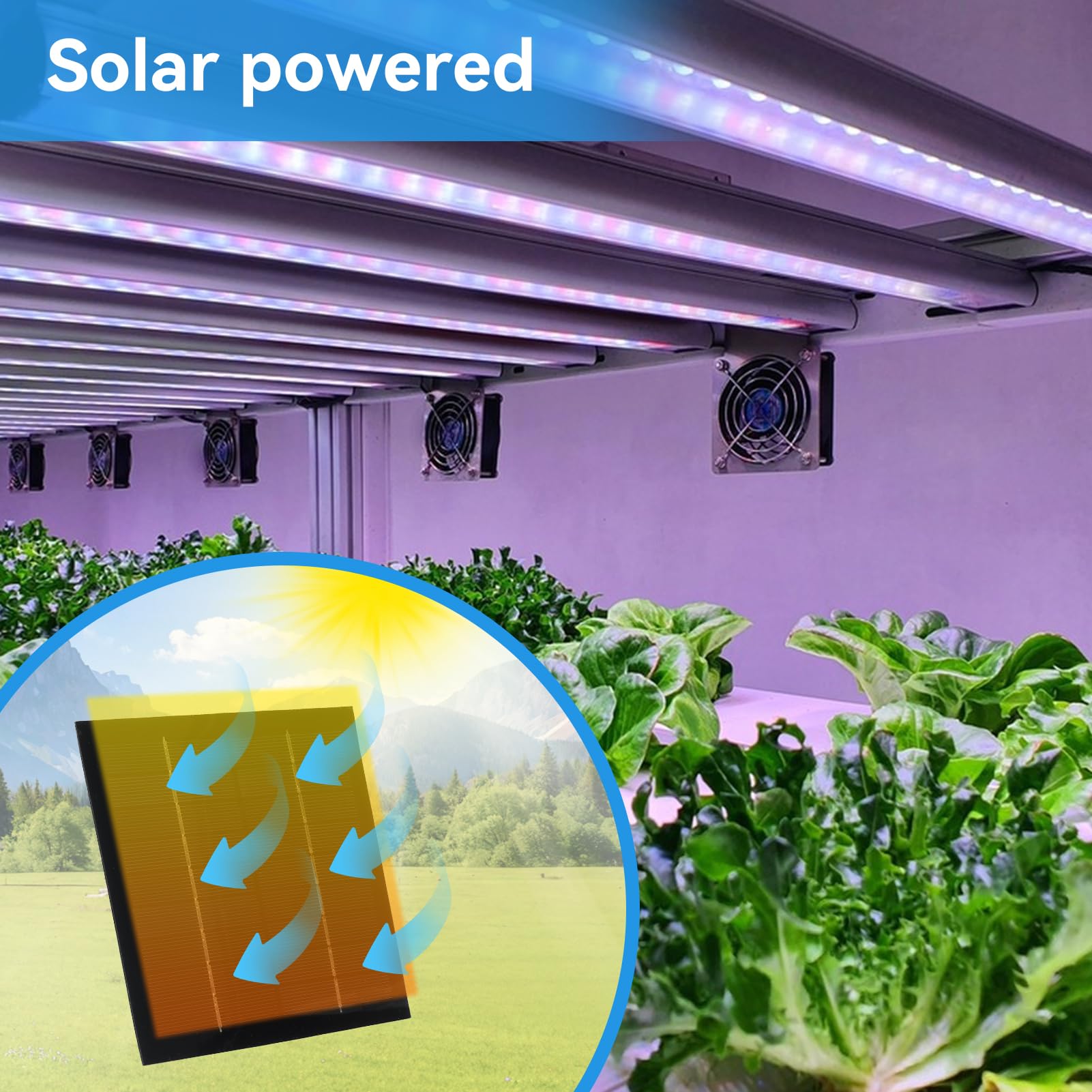 HERCHR Bande Lumineuse de Culture de Plantes Solaires, 5W 5V 5A Lampes de Culture à Énergie Solaire Poussent des Bandes Lumineuses Lampe Chauffante LED 5M pour Serre de Jardin