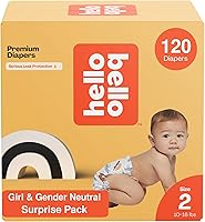 Hello Bello Diapers Size 2 Surprise Pack for Girls - 120 Ct Hypoallergenic Disposable Baby Diapers, Soft Cloth-Like Feel, Leak-Proof Patterns