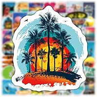Vista 4 de 100 calcomanías de playa de verano, calcomanías de surf en la playa de Hawaii, calcomanías geniales de playa, paquete de calcomanías de verano