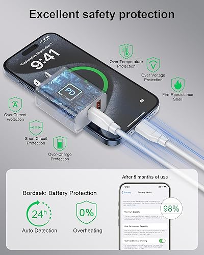 Miniatura 5 de Bloque de cargador, USB C Bloque de carga rápida Usbc Cargador de pared de doble puerto USB y tipo C Multi Puertos USB Enchufe USB para iPhone