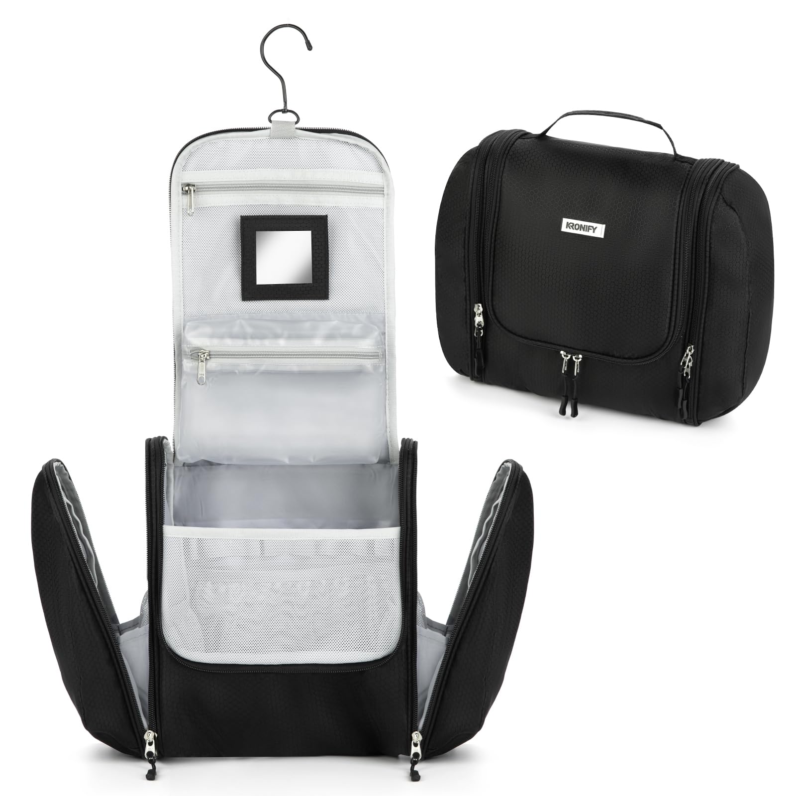grande beauty case premium da appendere con specchio | Beauty case da donna con gancio | Beauty case da uomo | Beauty case da donna | Borsa per cosmetici grande, Nero XL, xl, Pratico