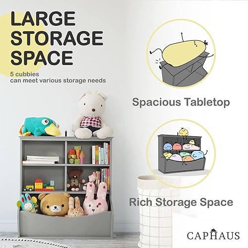 Miniatura 5 de CAPHAUS Organizador de almacenamiento de juguetes para niños, cubo de almacenamiento abierto, libro multifuncional, gabinete de almacenamiento de E.