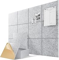 Vista 40 de Paquete de 6 paneles acústicos autoadhesivos, paneles de espuma de alta densidad a prueba de sonido de 12 x 12 x 0.4 pulgadas para paredes, paneles