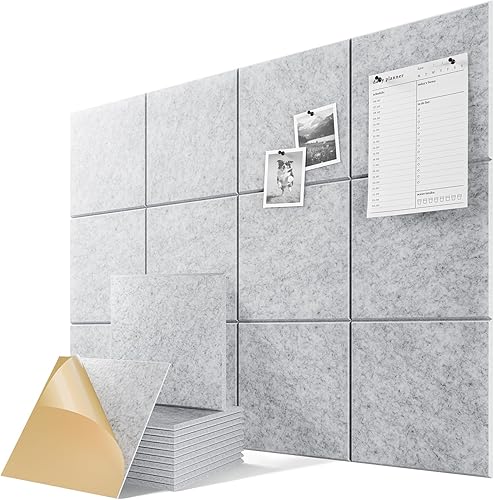 Miniatura 39 de Paquete de 12 paneles acústicos autoadhesivos, paneles de espuma de alta densidad a prueba de sonido de 12 x 12 x 0.4 pulgadas para paredes, paneles