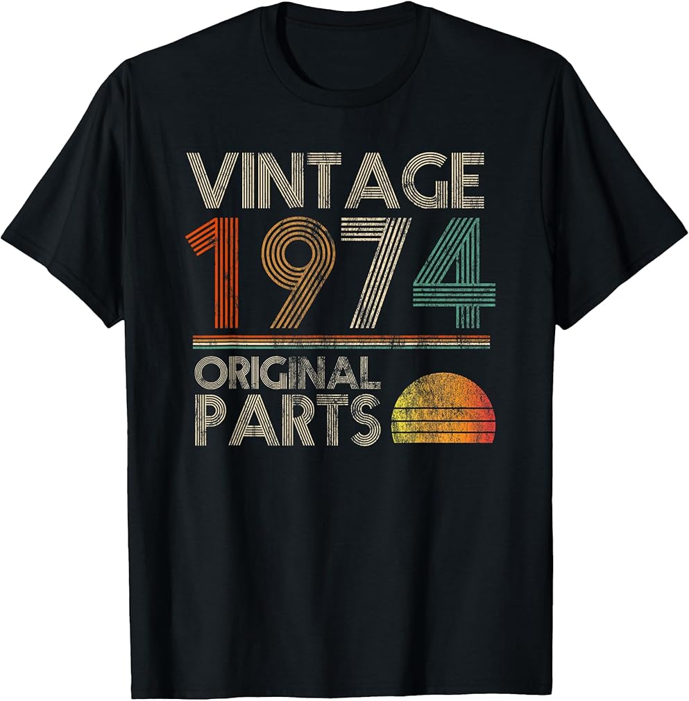 Vintage Original Parts Birthday 1974 48th Retro Style T-Shirt