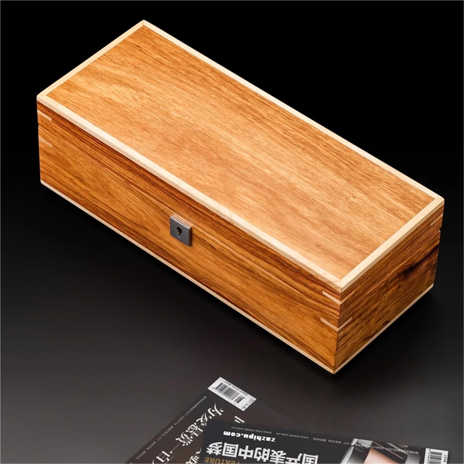 Caja De Relojes De Madera Maciza Cajas de almacenamiento for relojes madera maciza, organizador caja amarilla con cerradura, soporte for reloj