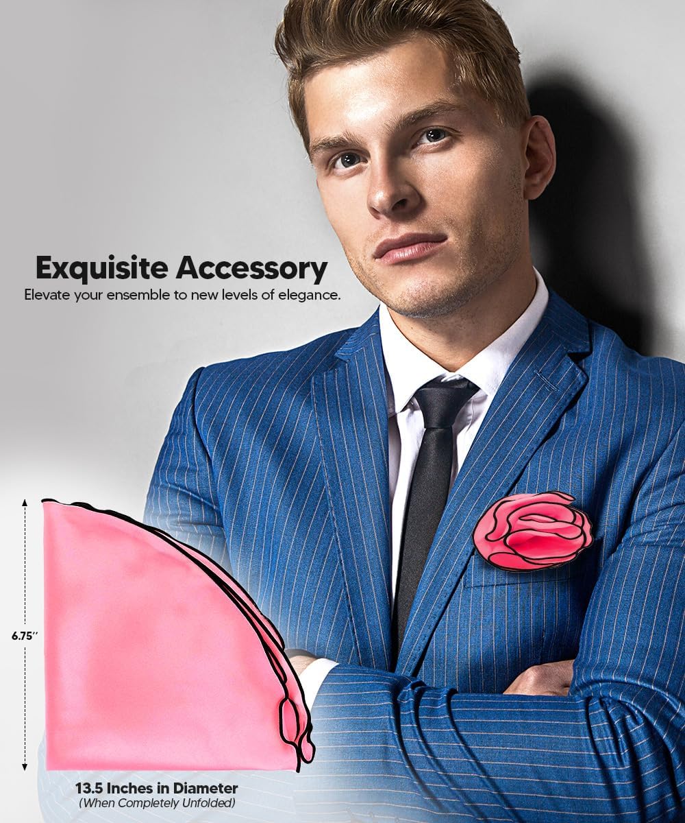 Premium Pre-Folded Four-Point Suit Pocket Square for Men with Sewn Pocket Fold
