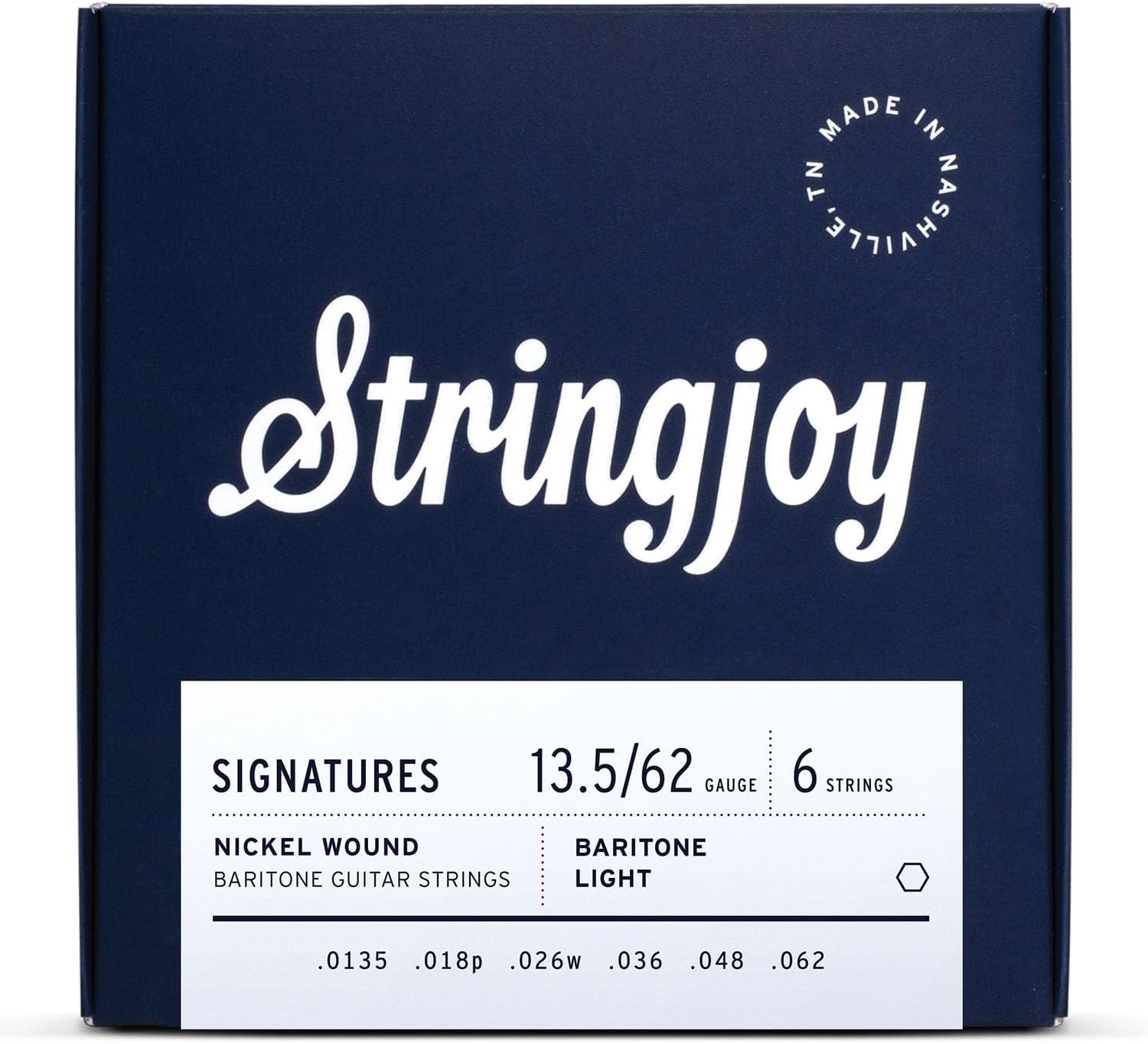 Stringjoy BAL135B Baritone Signatures Nickel Electric Guitar Strings, 13.5-62 Balanced Light Gauge, Baritone Guitars Strings Electric 6 String Set