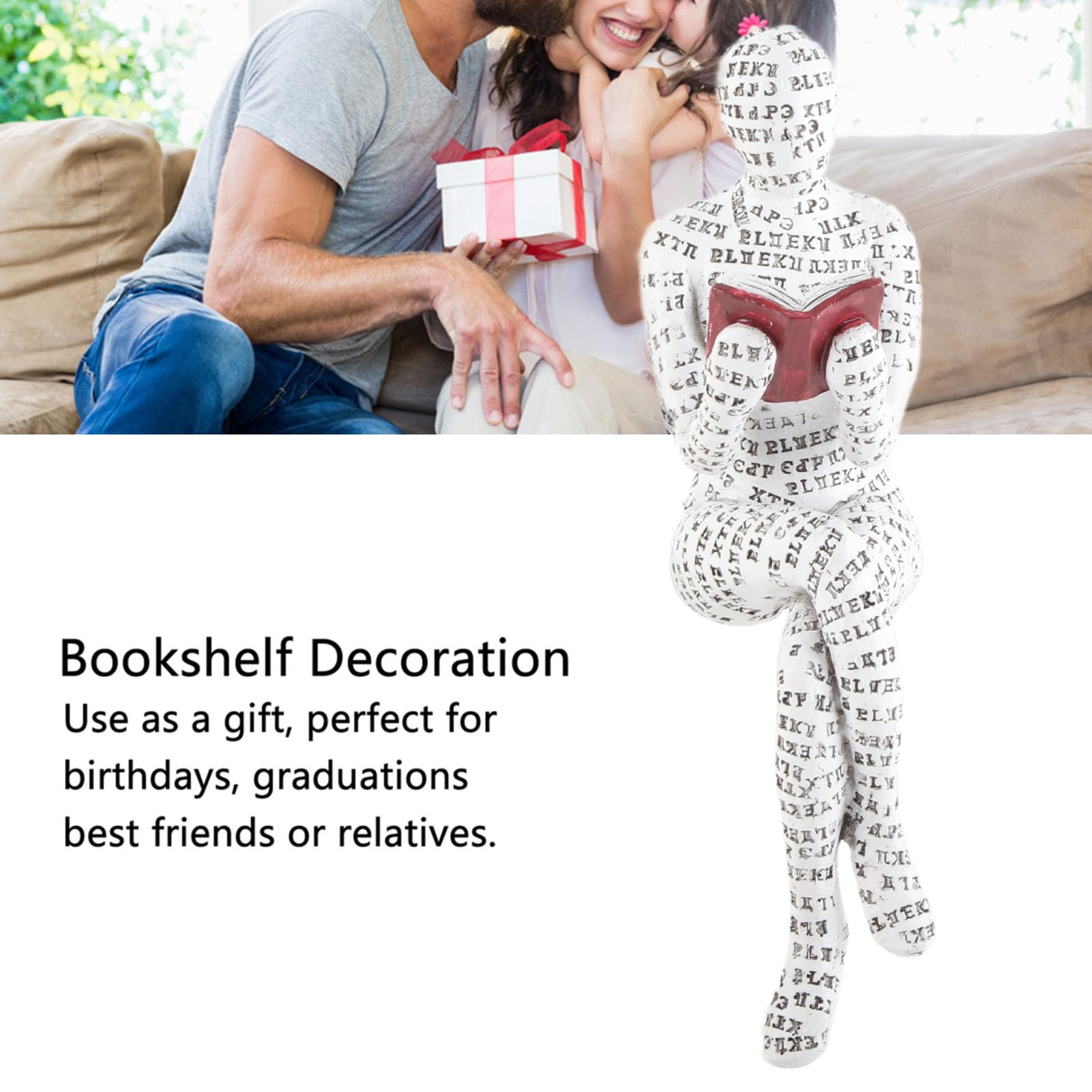 Jeanoko Resin Reading Woman Figurine Innovative Lady Reading Pulp Molding Lady Reading Ornaments Bookshelf Ornaments for Home Decoration(D) daily decoration - Image 4