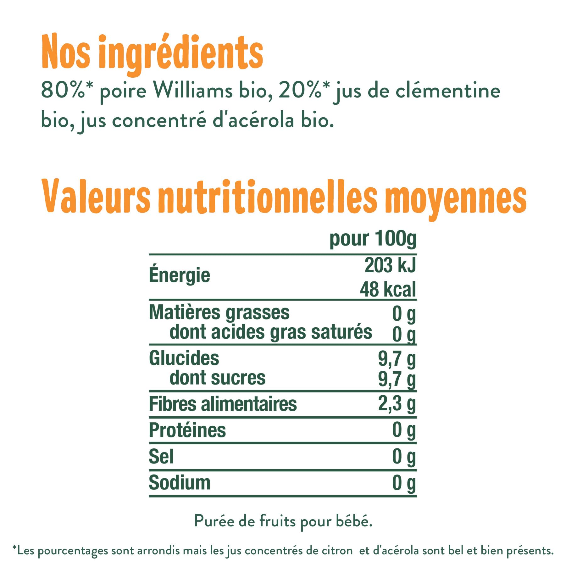 GOOD GOÛT - Gourdes Poire Clémentine - Compote Bébé - Dès 4 Mois - 80% Poire Williams, 20% Clémentine - 100% Bio - Sans Sucres Ajoutés - Fabriqué En France - 2x10x120g