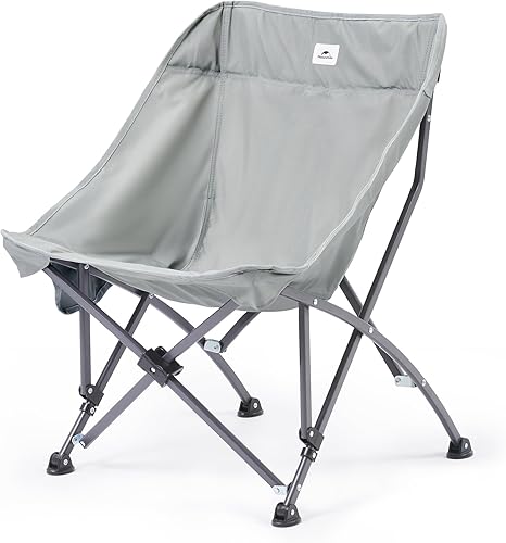 Naturehike Silla de camping plegable, capacidad de 310 libras, silla de césped resistente de gran tamaño para adultos con 2 bolsillos, soporte para