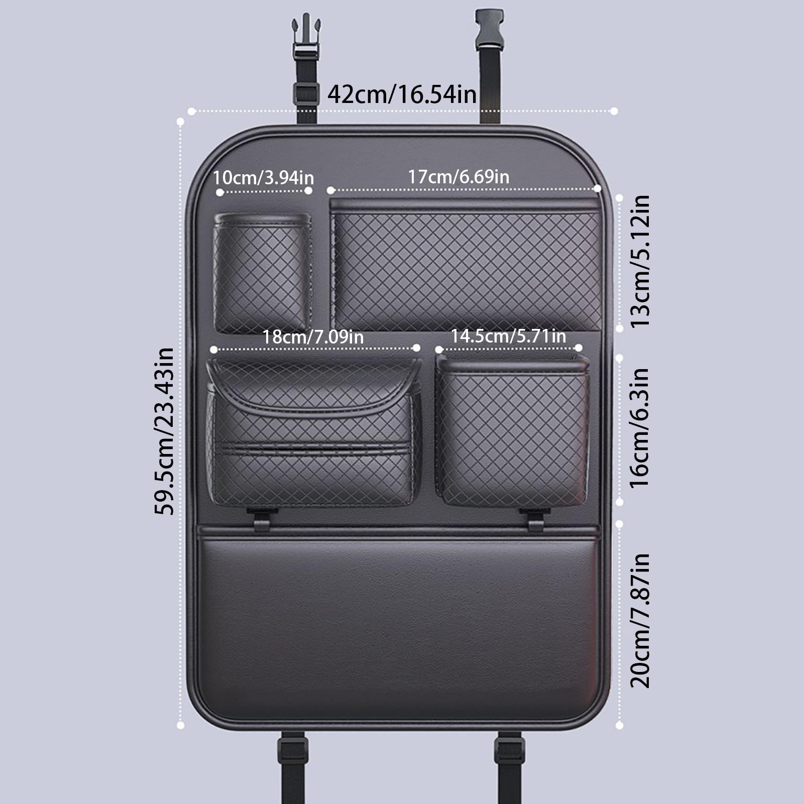 Organizzatore Posteriore Sedile Organizzatore Auto Con Tasche Portaoggetti | Tasche Regolabili Risparmio Spazio per Bottiglia d'Acqua e Occhiali da Sole