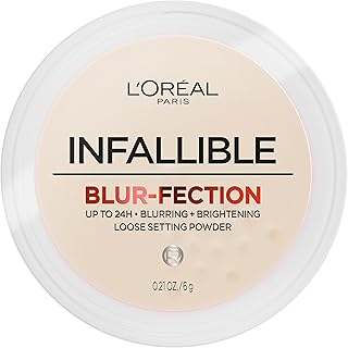 L'Oreal Paris Infallible Blur-fection Longwear Loose Setting Powder, Blurring Face Powder With Up to 24HRs of Wear, Translucent Light, 1 Kit