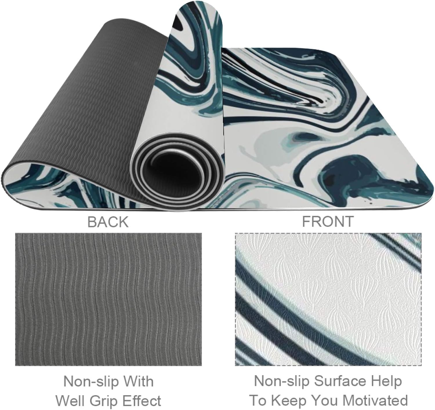 Lenergy Pilates Mat Wave Stripe Abstraction Yoga Mat Eco Friendly Exercise Mat Non Slip Gym Mat Thick Fitness Mat Workout Mat with Carry Bag 32x72 in : Sports & Outdoors