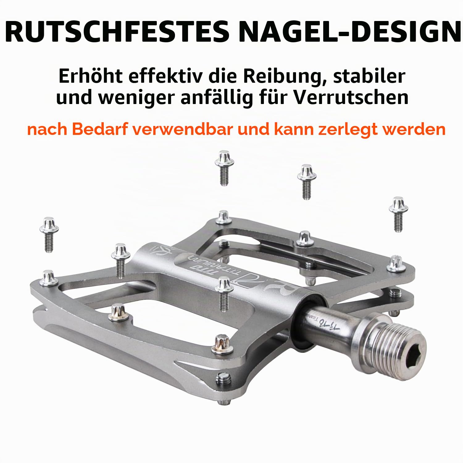 TiTo Titanium Fahrrad Pedalen mit Aluminium-Legierung Fahrrad Fuß Pedale und Titan Achse Leichte Anti-Rutsch Rennrad Pedale für Rennrad Citybike E-Bike oder Mountainbike
