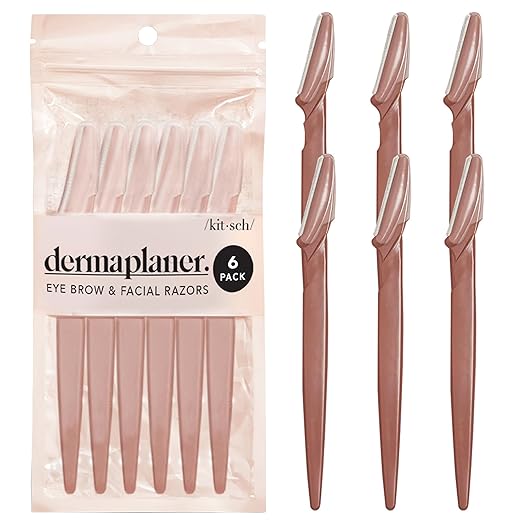 Kitsch Dermaplane Razor for Women Face - Face Razors for Women and Men - Eyebrow Trimmer, Shaver, Recycled Plastic Dermaplaning and Skin Care Tool - Terracotta, 6 pcs