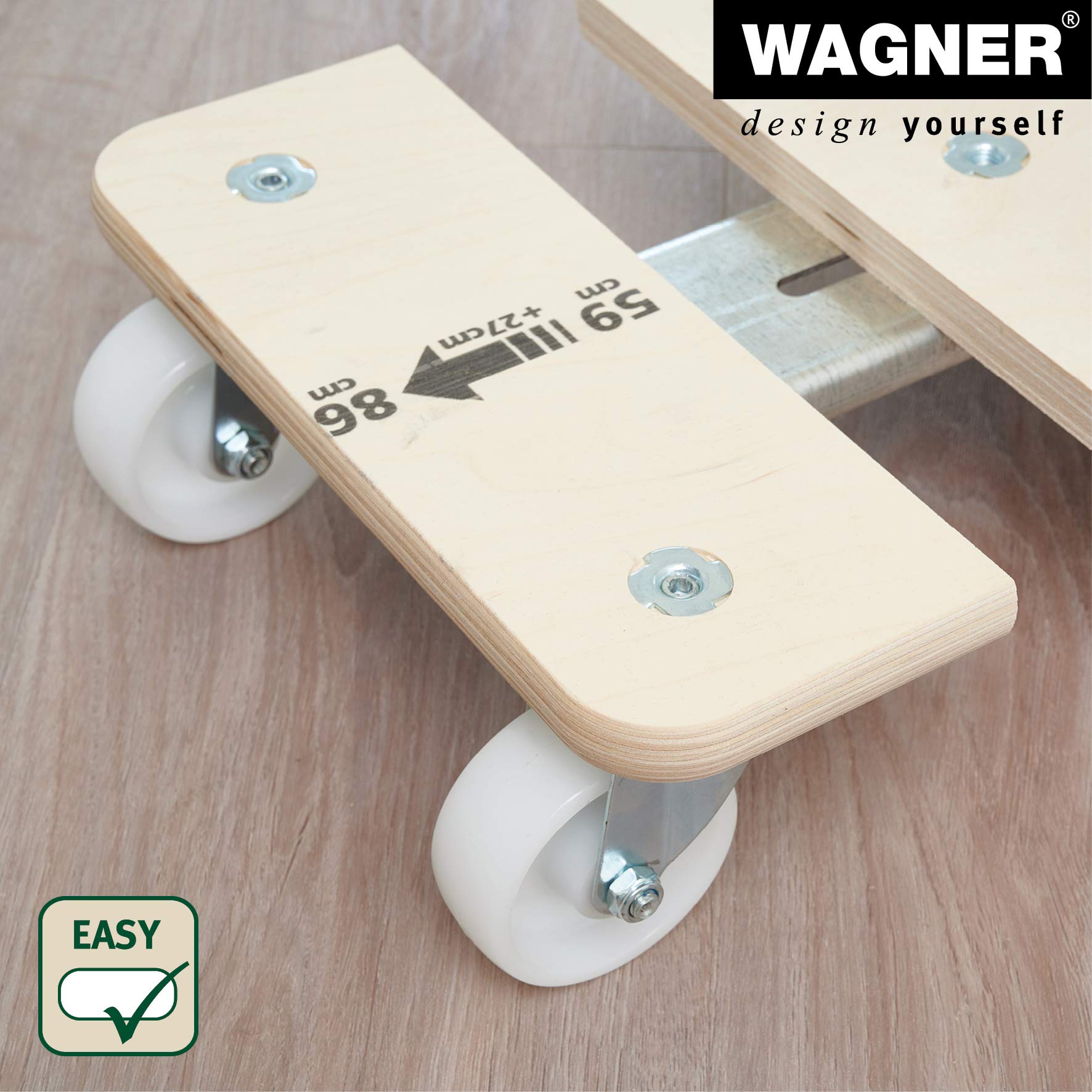 Wagner Plataforma de Carga MM 1331-59-86 x 29 cm Extensible, Tamaño Flexible, 200 kg de Carga Máxima, con Asa de Transporte, Robusto - 20133101