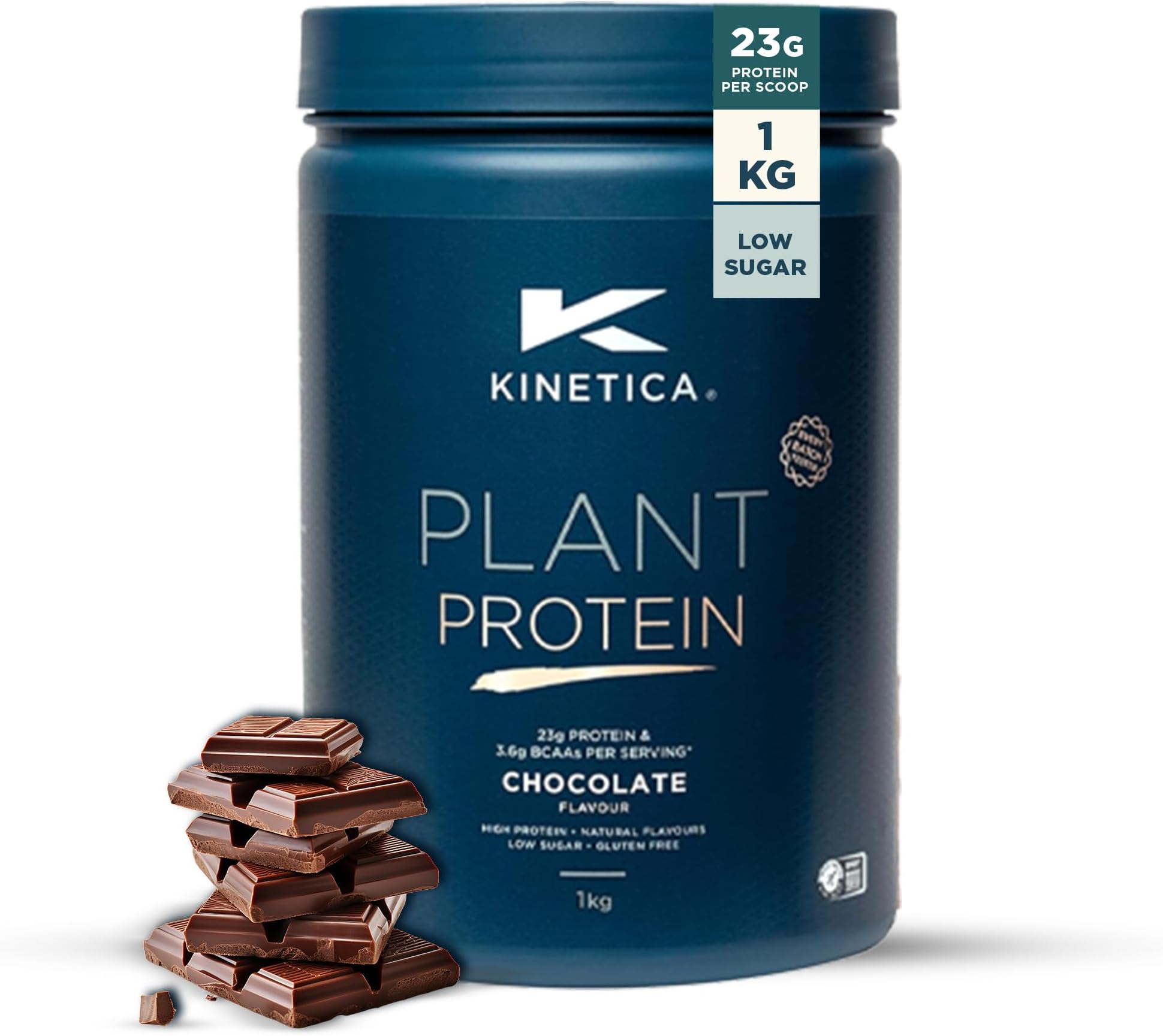 Sports Plant Protein Powder - Chocolate Flavour | 23g Protein/Serve, 33 Servings/1Kg | Blend of Pea & Rice Protein | Dairy & Gluten Free |Vegan & Low in Sugar | Easy Mixability