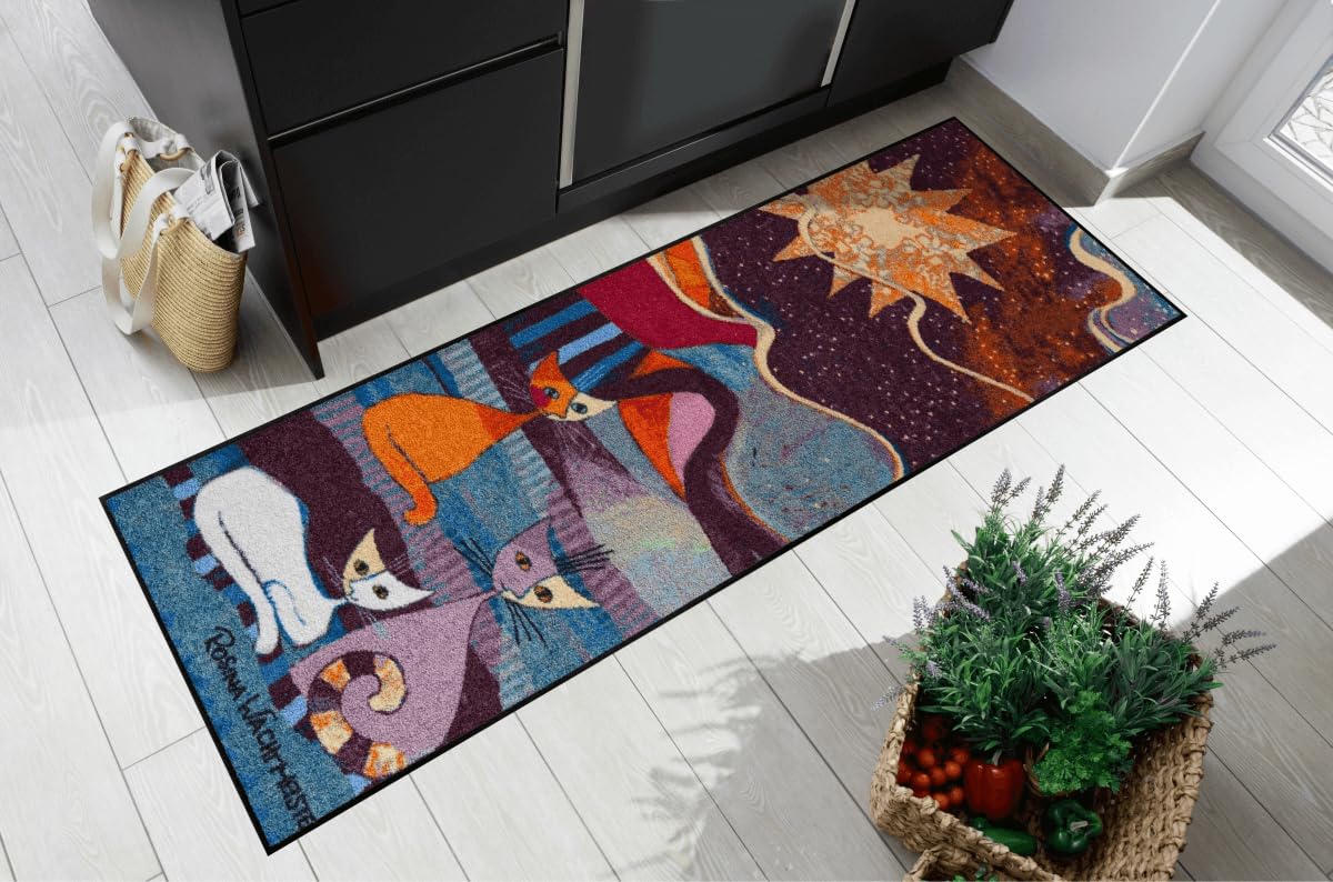 Salonloewe Rosina Wachtmeister Fußmatte Lifestyle Le Onde 60x180 cm Flur-Läufer Wohn-Teppich Katzen bunt Designer