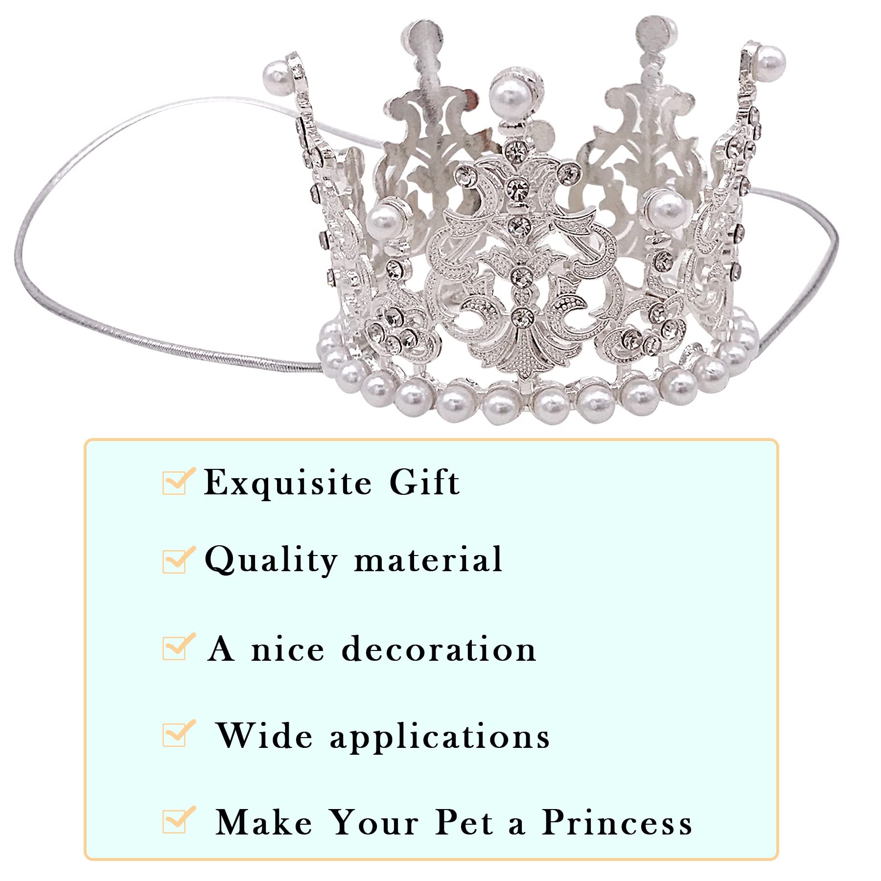 Corona per cani con strass oro argento principessa copricapo festa per cani piccoli e medi gatti