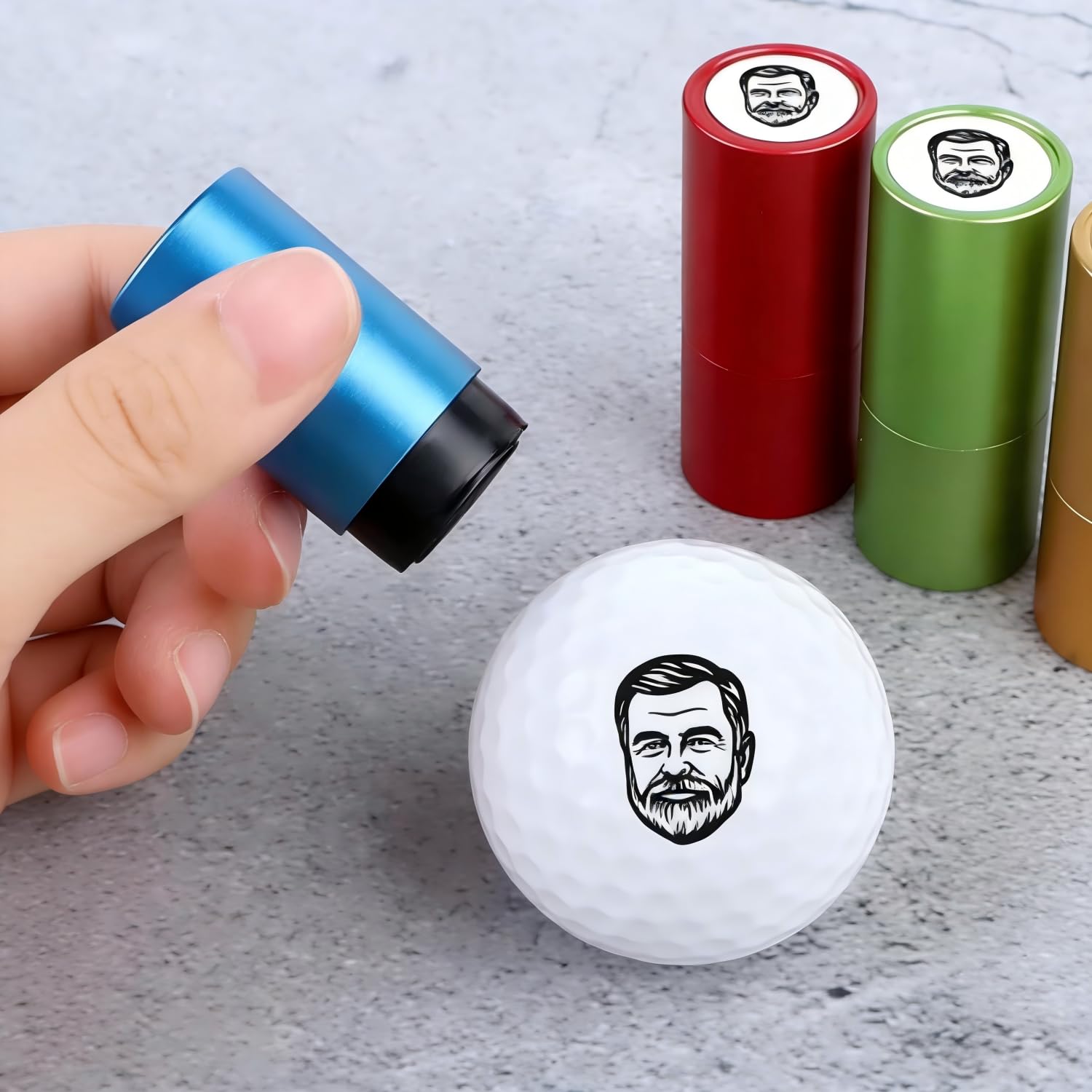 BOBO BIRD Custom Face Photo Golf Ball Stamp Gift – Personalised Golf Marker Stamper with Metal Case, 6 Colours, Fun Novelty Golf Gifts for Men, Dad, Husband & Golf Lovers (Custom Face Photo)