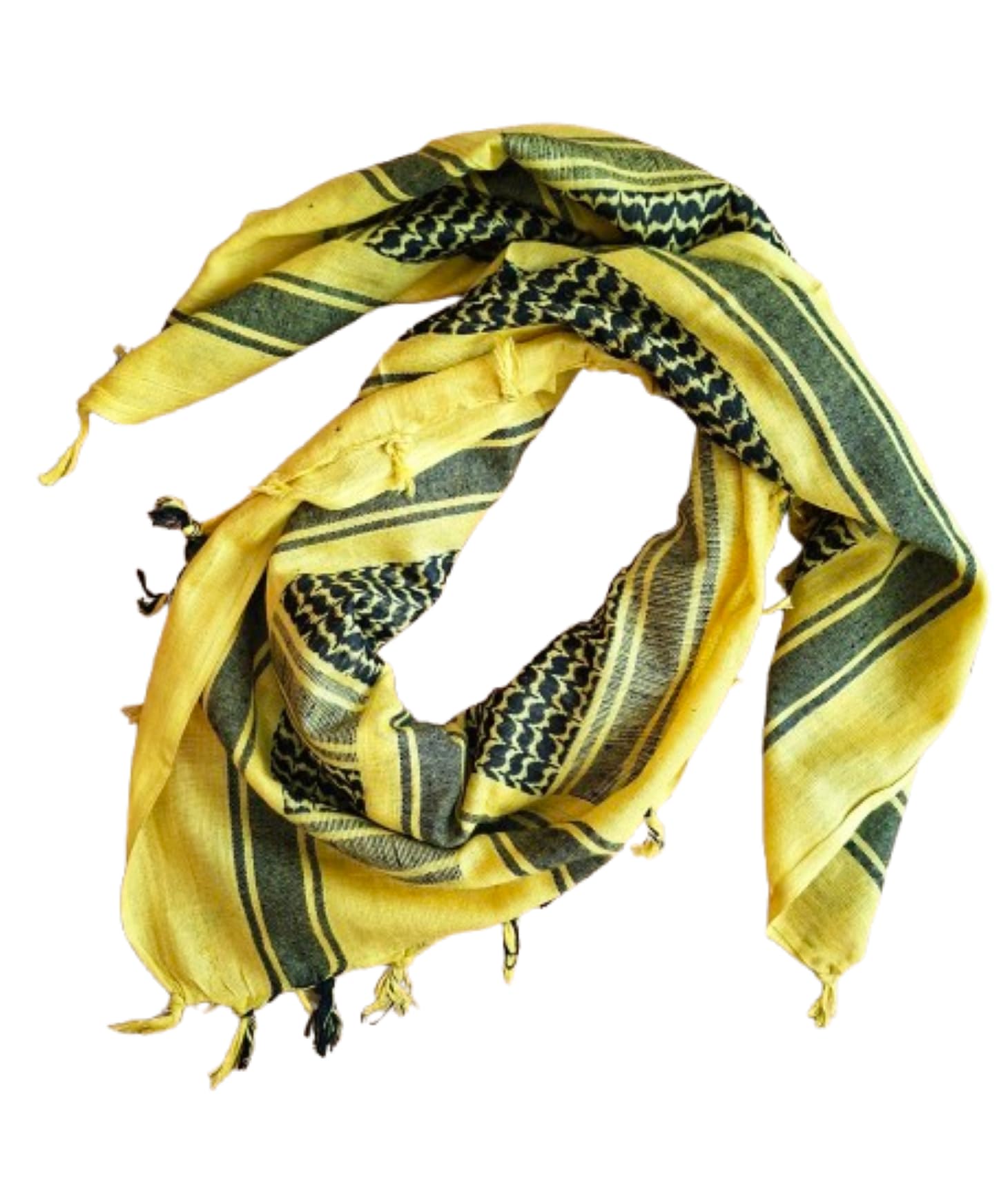 Retro Seventy2 Unisex Yellow/Black Ladies Pure Cotton Shemagh Scarves Womens Winter Wrap Arab Scarf Keffiyeh Shawl ()