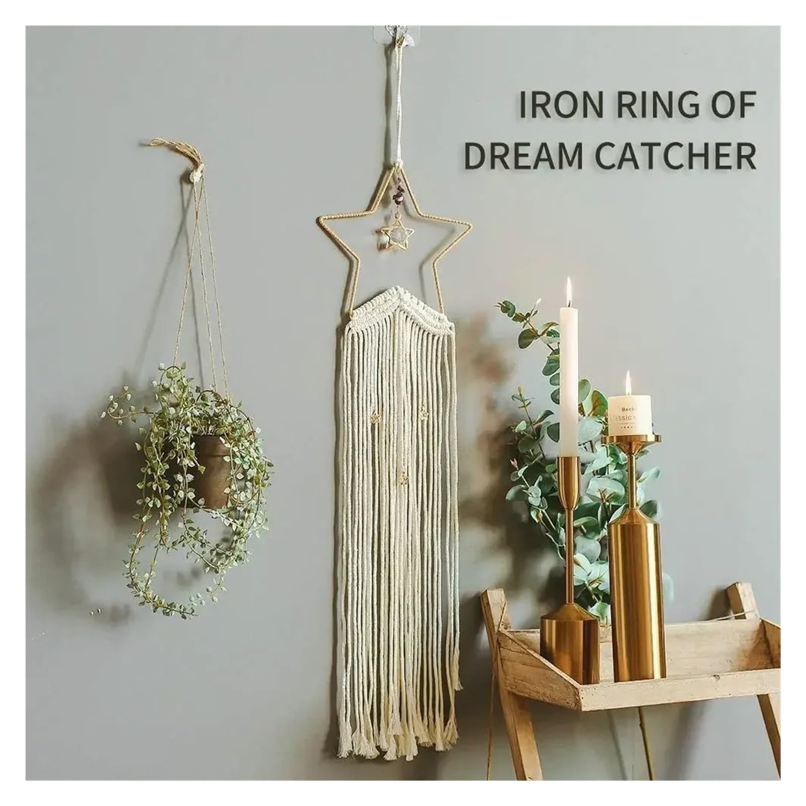 Anelli Dream Catcher Anelli a cerchio in metallo acchiappasogni | 20 pezzi 5,9 in macramè argento luna stella cerchio