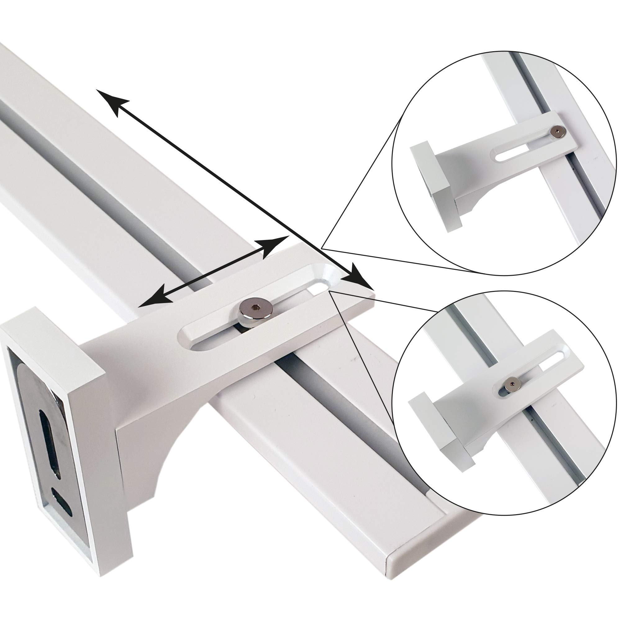 Vorhangschiene Aluminium (inkl. Wandträger) - Silber "2 Lauf" 180cm (2x90cm) - Flache Gardinenschiene (7mm) - inkl. Vorhanggleiter