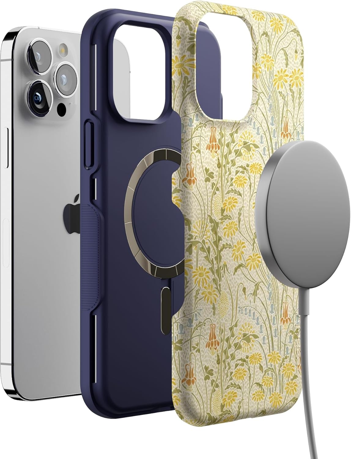 Casely iPhone 13 Pro Max Case | Boho Blooms | Golden Floral | Bold Protective Design | Compatible with MagSafe