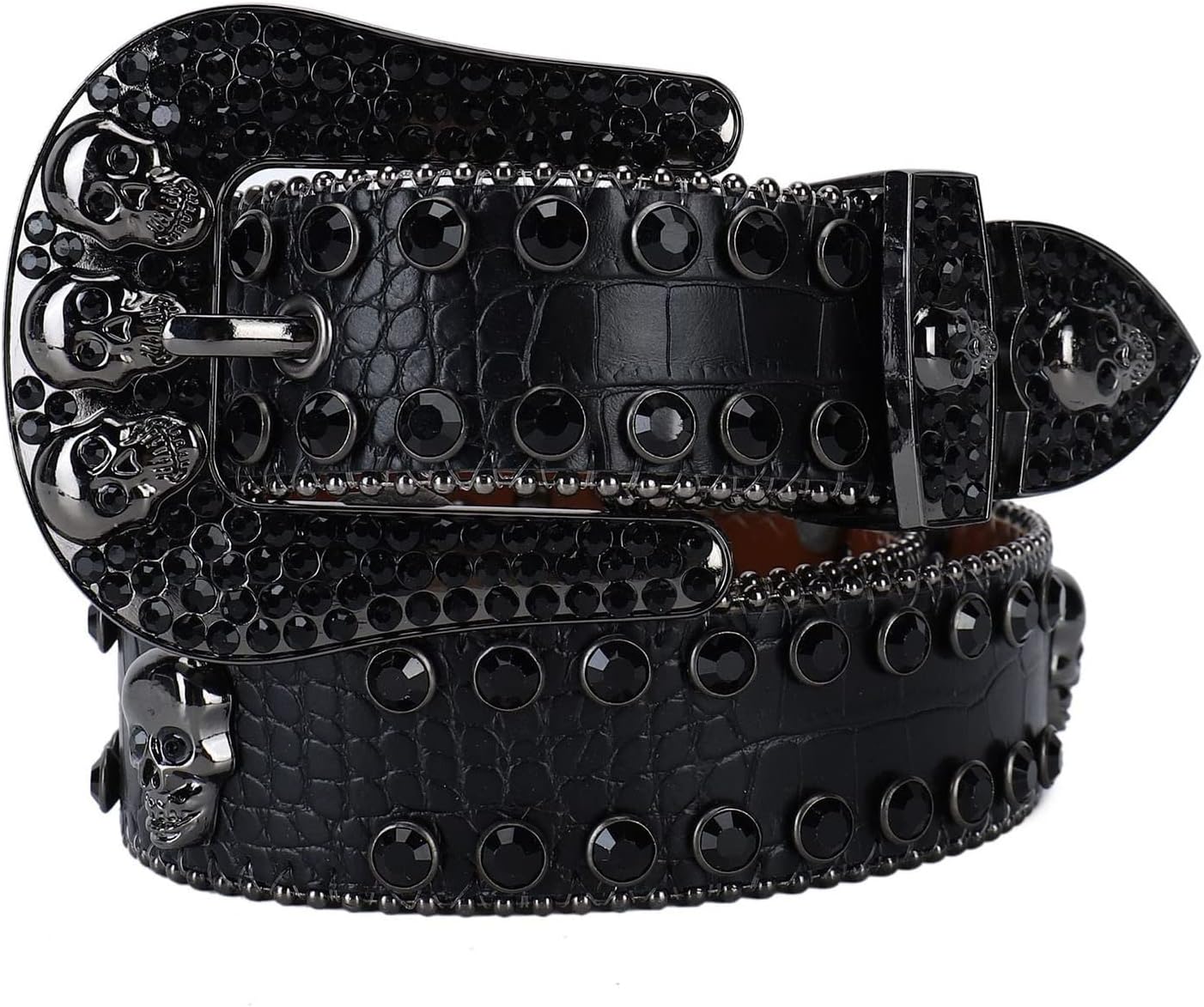 ブラックベルト メンズ ラインストーン スタッズ ブリング ウエスト