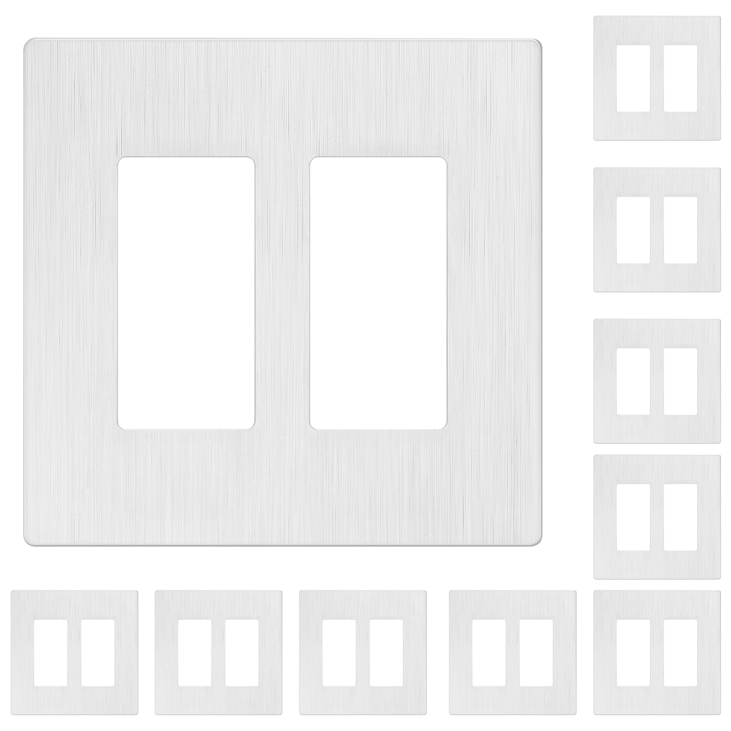 LIDER Brushed Finish Decorator Switch Cover, Screwless Wall Plate, Mid-Size 2-Gang 4.88" x 4.92", Unbreakable Polycarbonate Thermoplastic, UL Listed, LSWP-32M-BGD, Brushed Gold — view 9