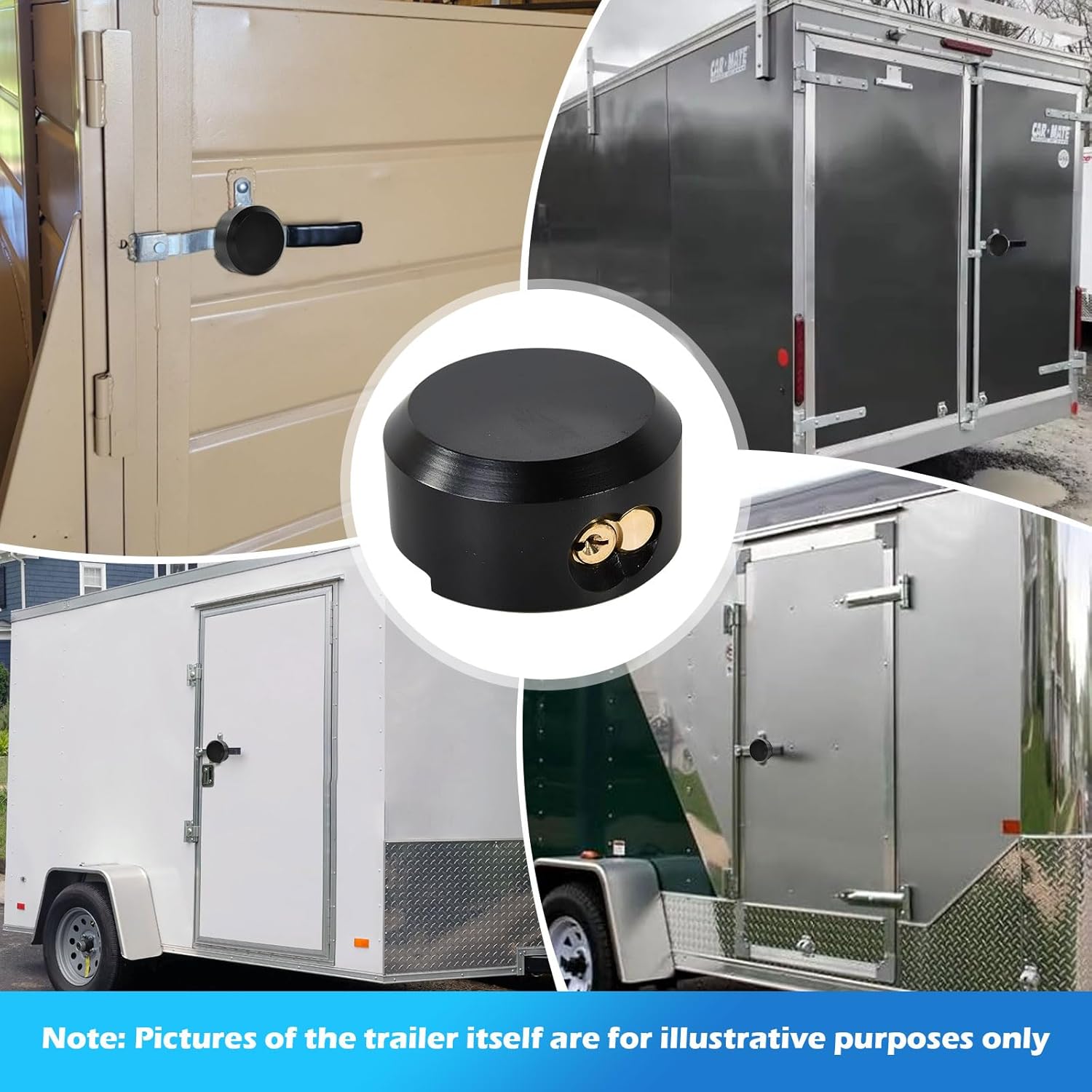 2 Pack Trailer Door Locks Keyed Alike Heavy Duty Hockey Puck Locks Reinforced Hidden Shackle Padlocks w/4 Keys Solid Steel Lock for Trailers Trucks Vans Shed Gates Garage